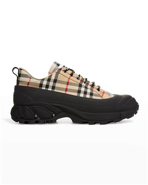 burberry vintage check cotton sneaker grey blue|arthur vintage check cotton sneakers.